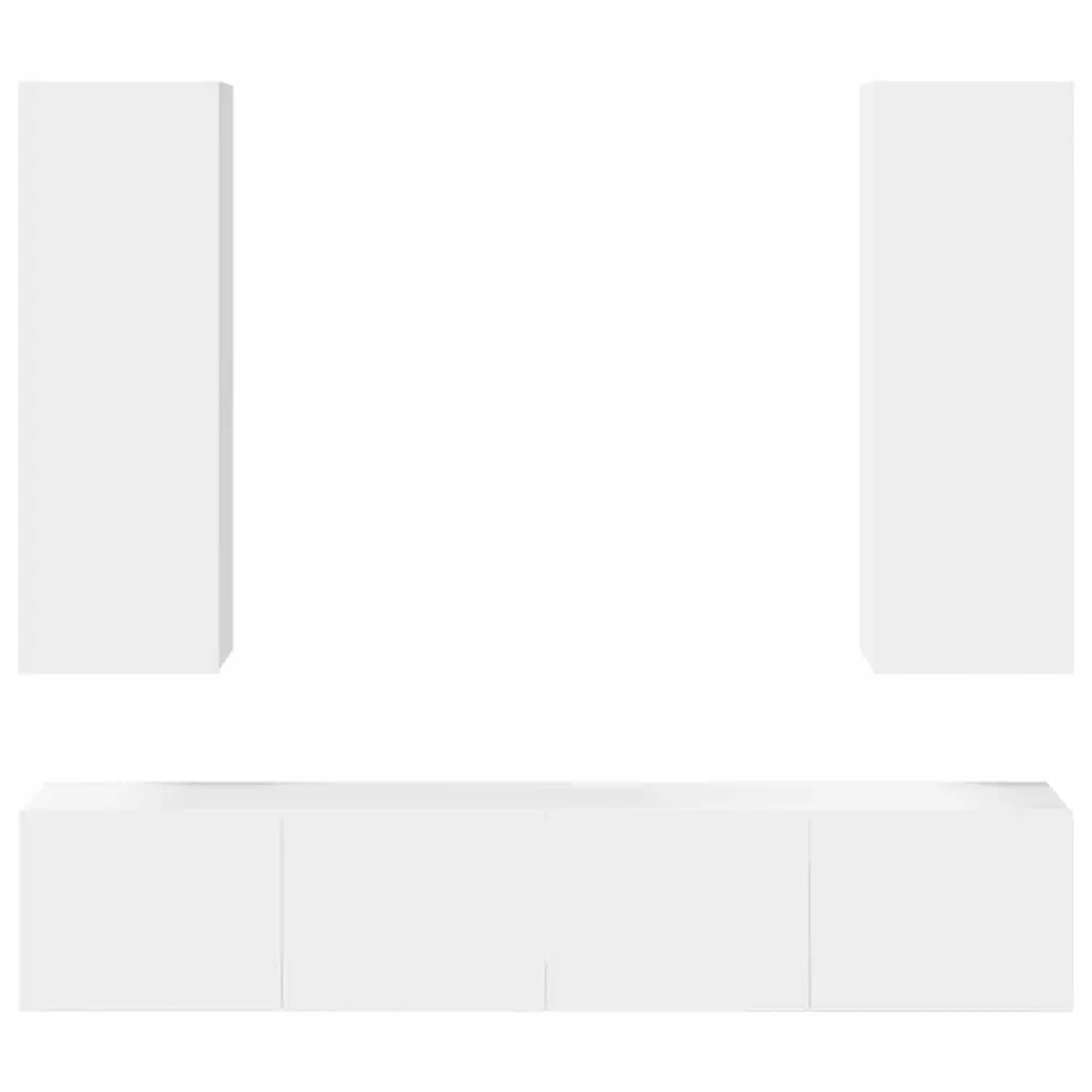 White 4 Piece Wall-Mounted TV Cabinet Set for Living Room