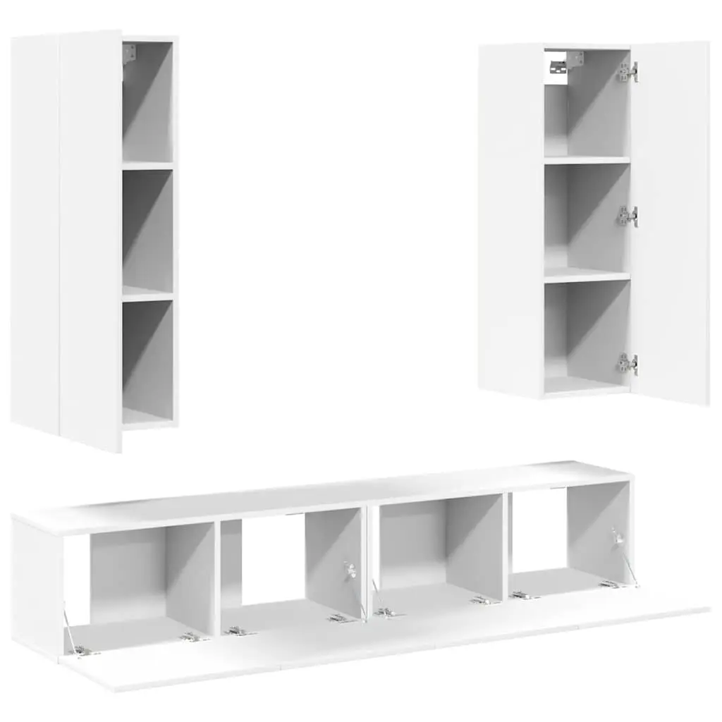 White 4 Piece Wall-Mounted TV Cabinet Set for Living Room