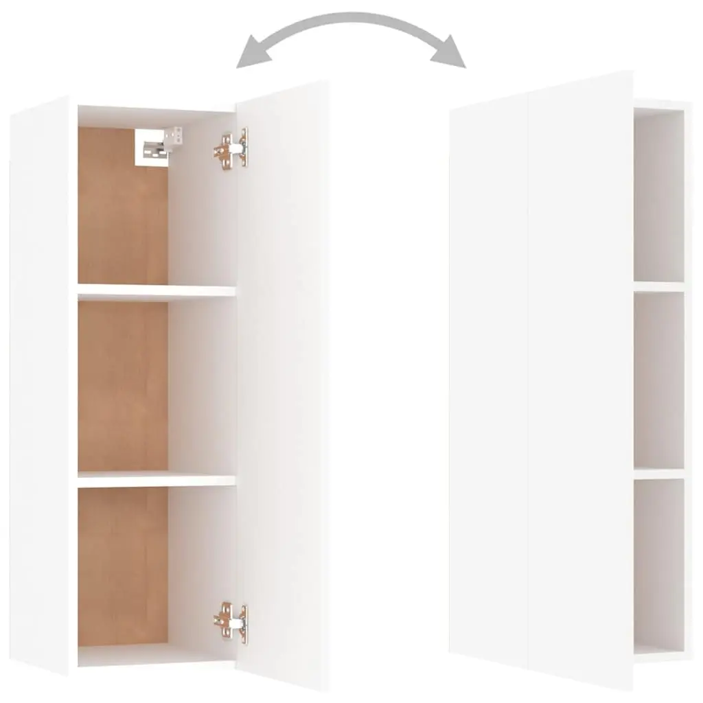 Wall-Mounted TV Cabinet Set White 8 Piece Engineered Wood Storage Unit Floating Shelves