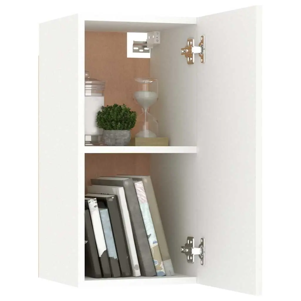 7 Piece TV Cabinet Set White Wall Mounted Storage Unit Engineered Wood