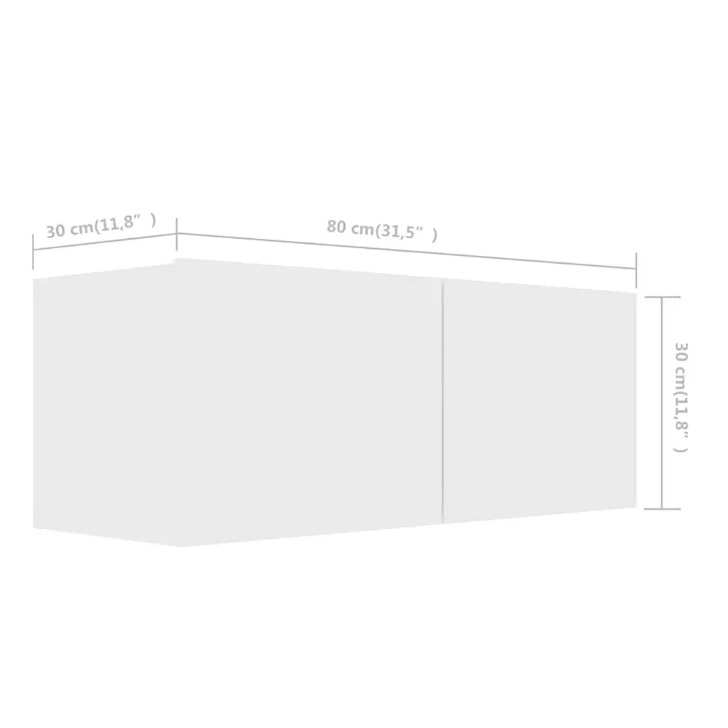 4-Piece White Wall Mounted TV Cabinet Set