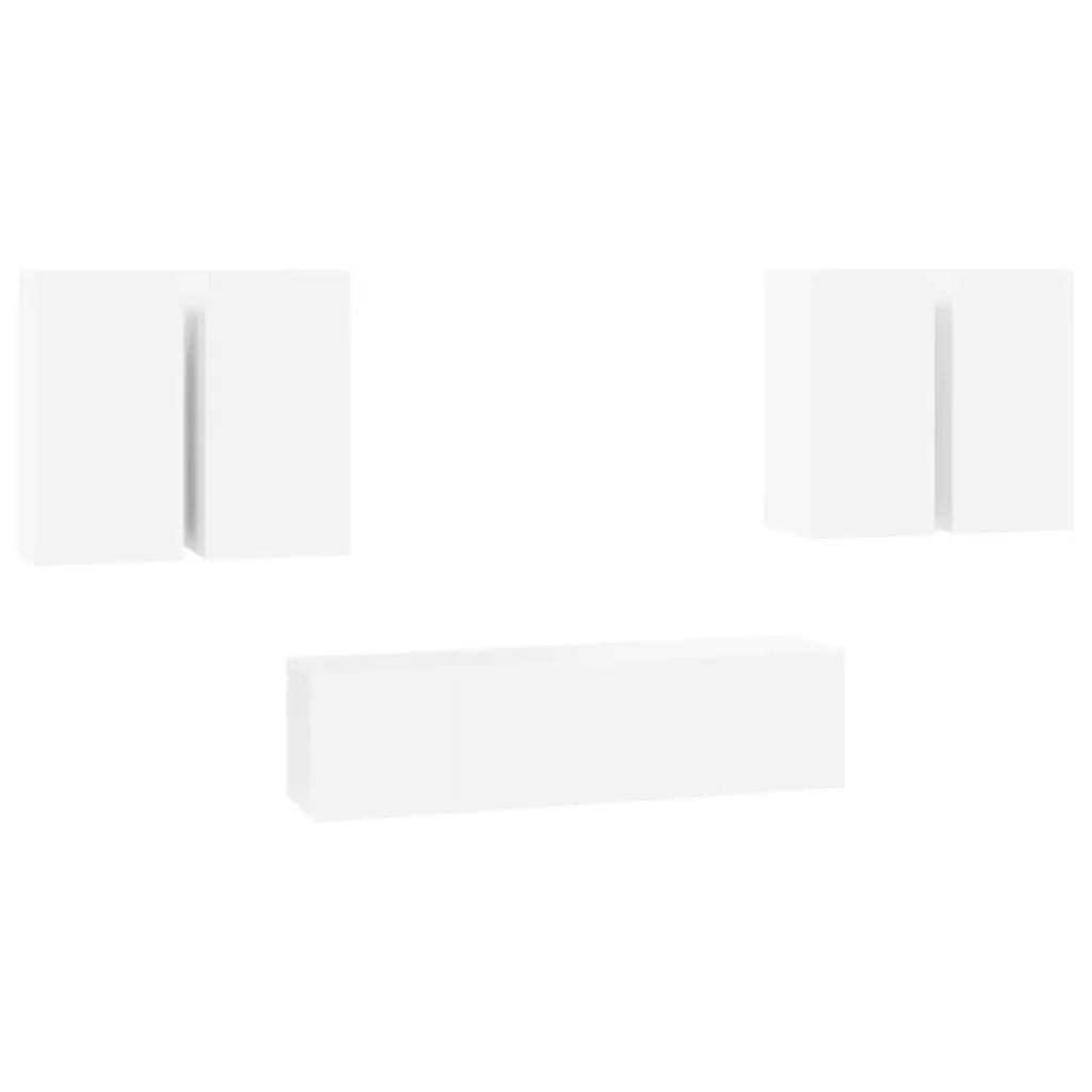 White 6-Piece Wall-Mounted TV Cabinet Set