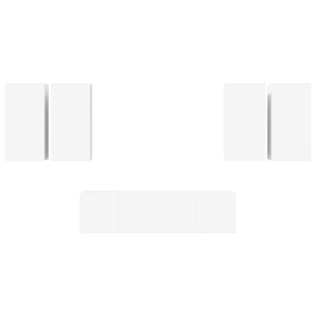 White 6-Piece Wall-Mounted TV Cabinet Set