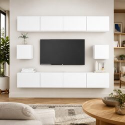6 Piece Wall-Mounted TV Cabinet Set for Cozy Living Spaces