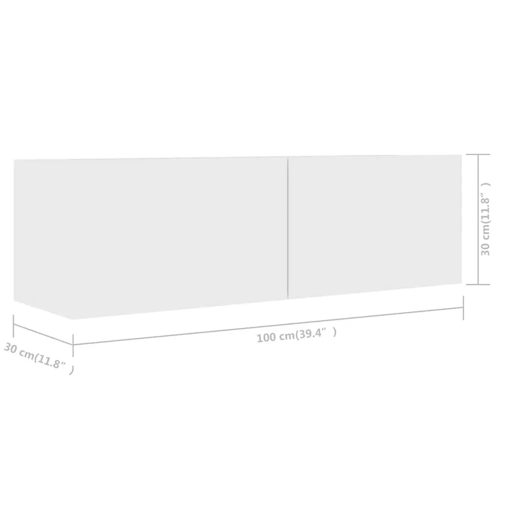 6 Piece Wall Mounted TV Cabinet Set White Engineered Wood Storage Organizer