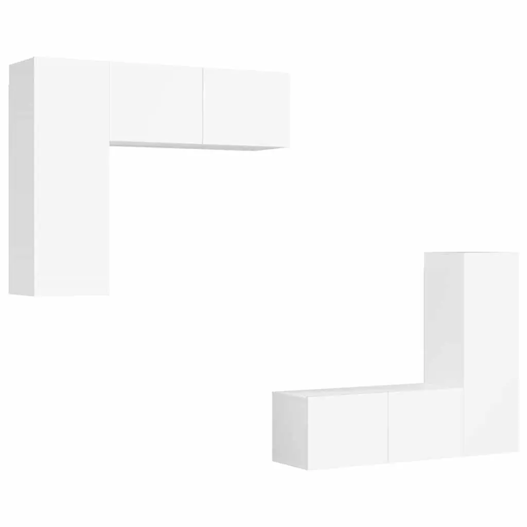 4-Piece White Wall Mounted TV Cabinet Set
