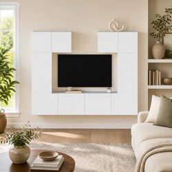6-Piece Wall-Mounted TV Cabinet Set in White
