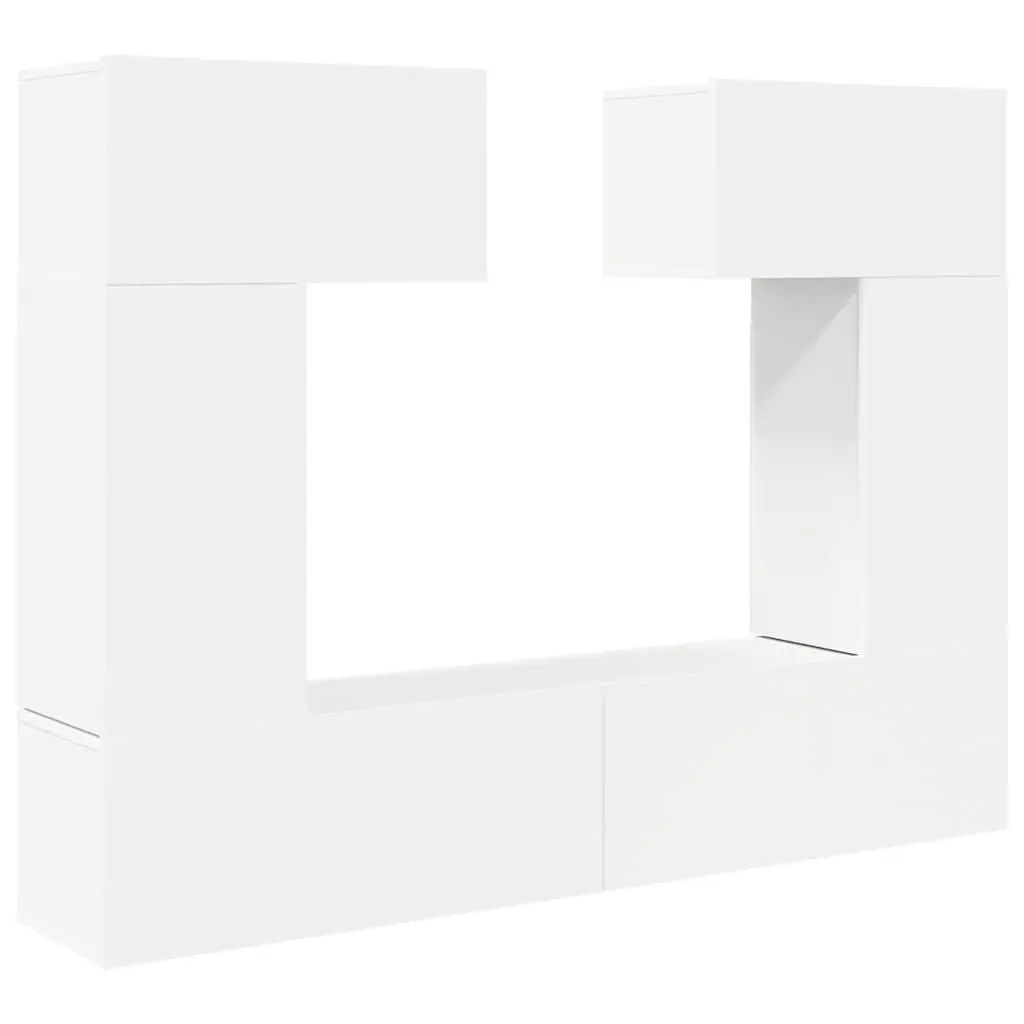 6-Piece Wall-Mounted TV Cabinet Set in White