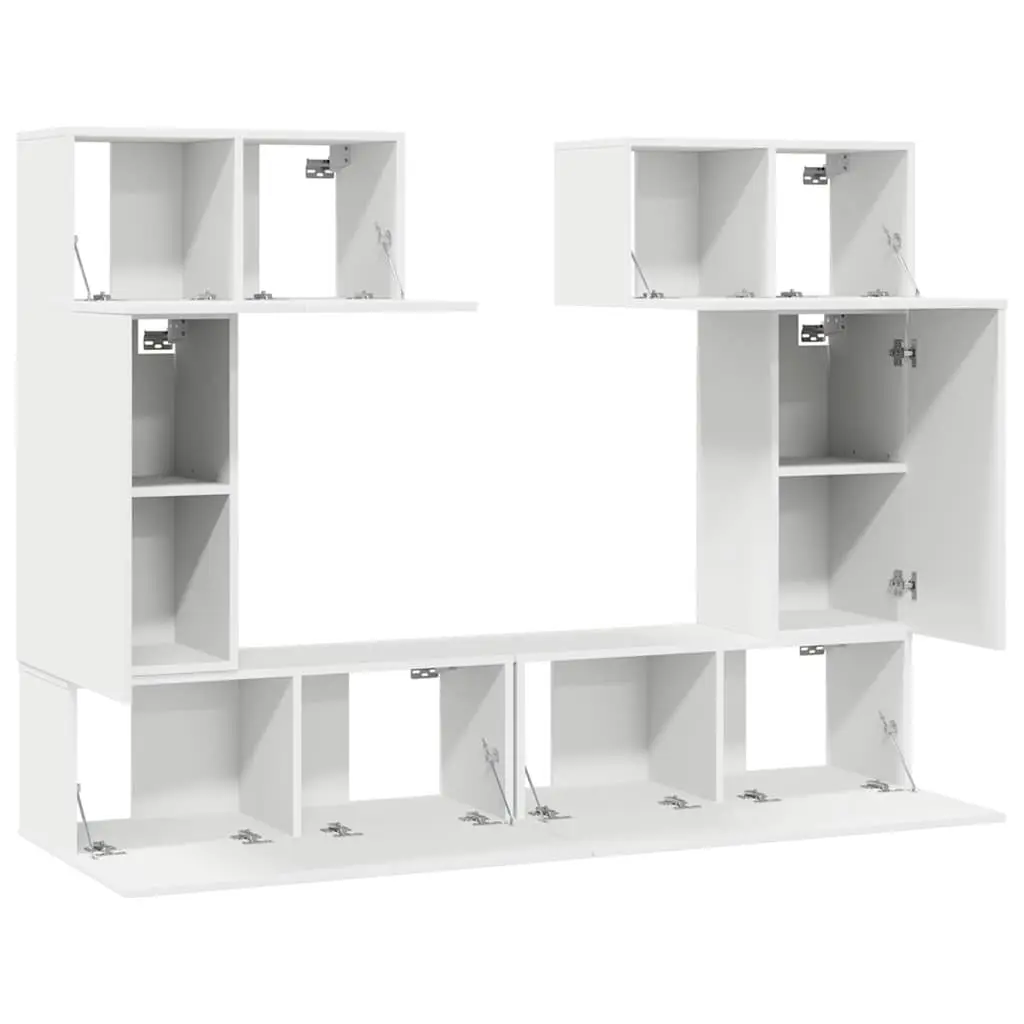 6-Piece Wall-Mounted TV Cabinet Set in White