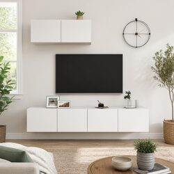 Elegant White Engineered Wood Wall-Mounted TV Cabinets