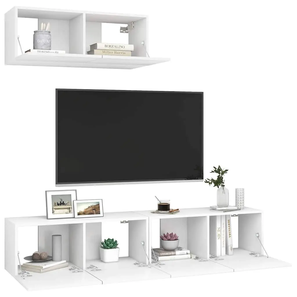White Engineered Wood Wall-Mounted TV Cabinets
