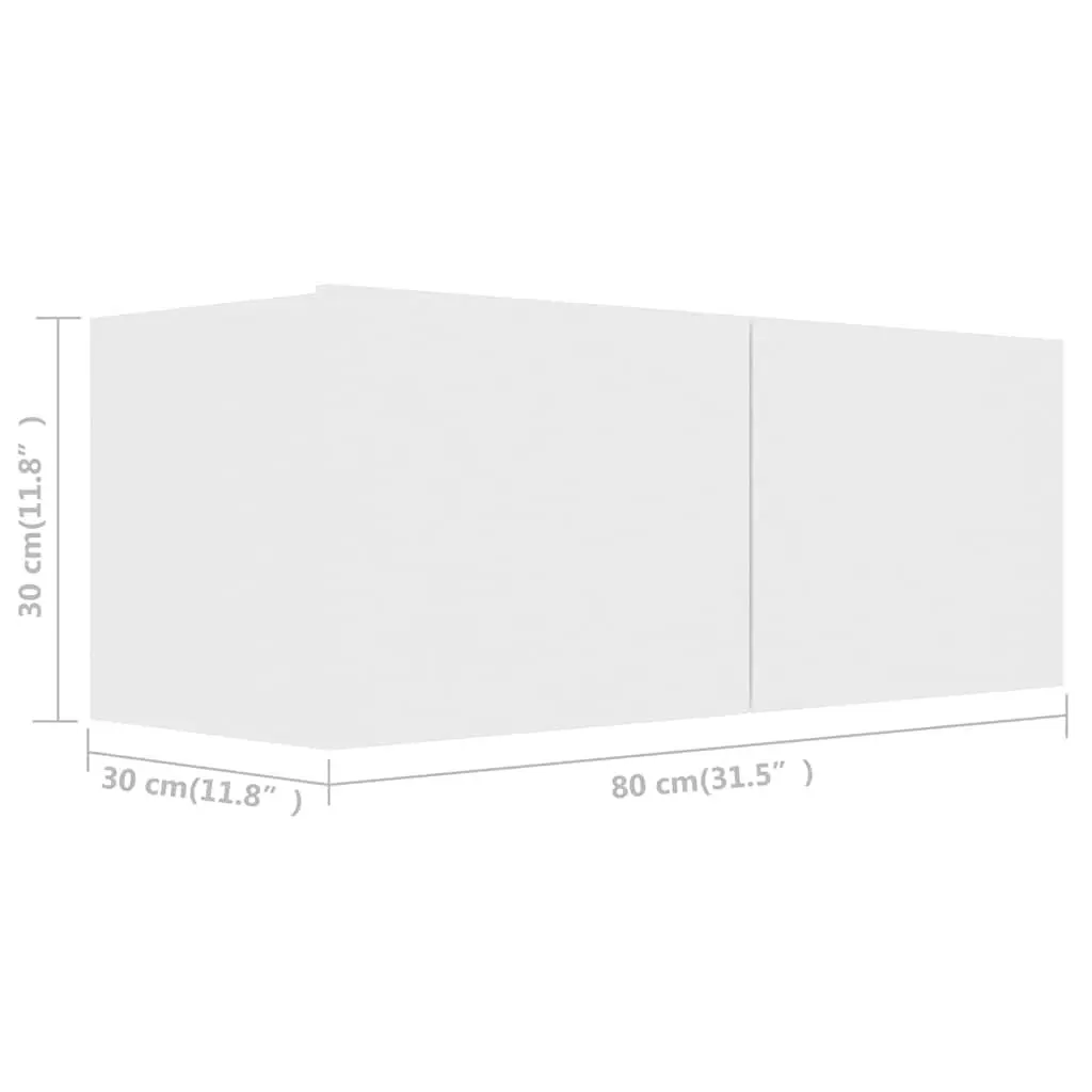 Wall-Mounted TV Cabinet White 2 Piece Set Engineered Wood Storage Media Unit Living Room