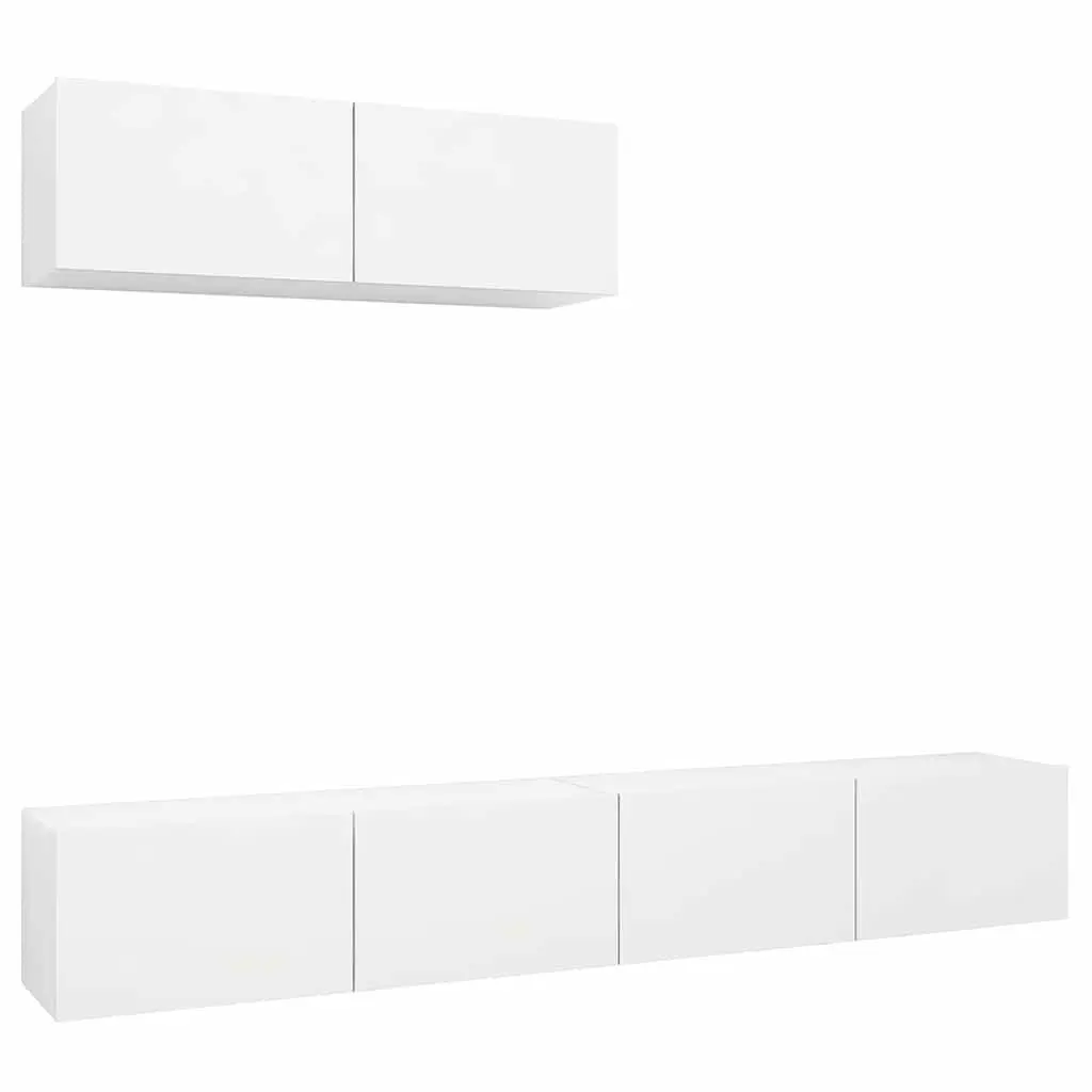 3-Piece Wall Mounted TV Cabinet Set in White
