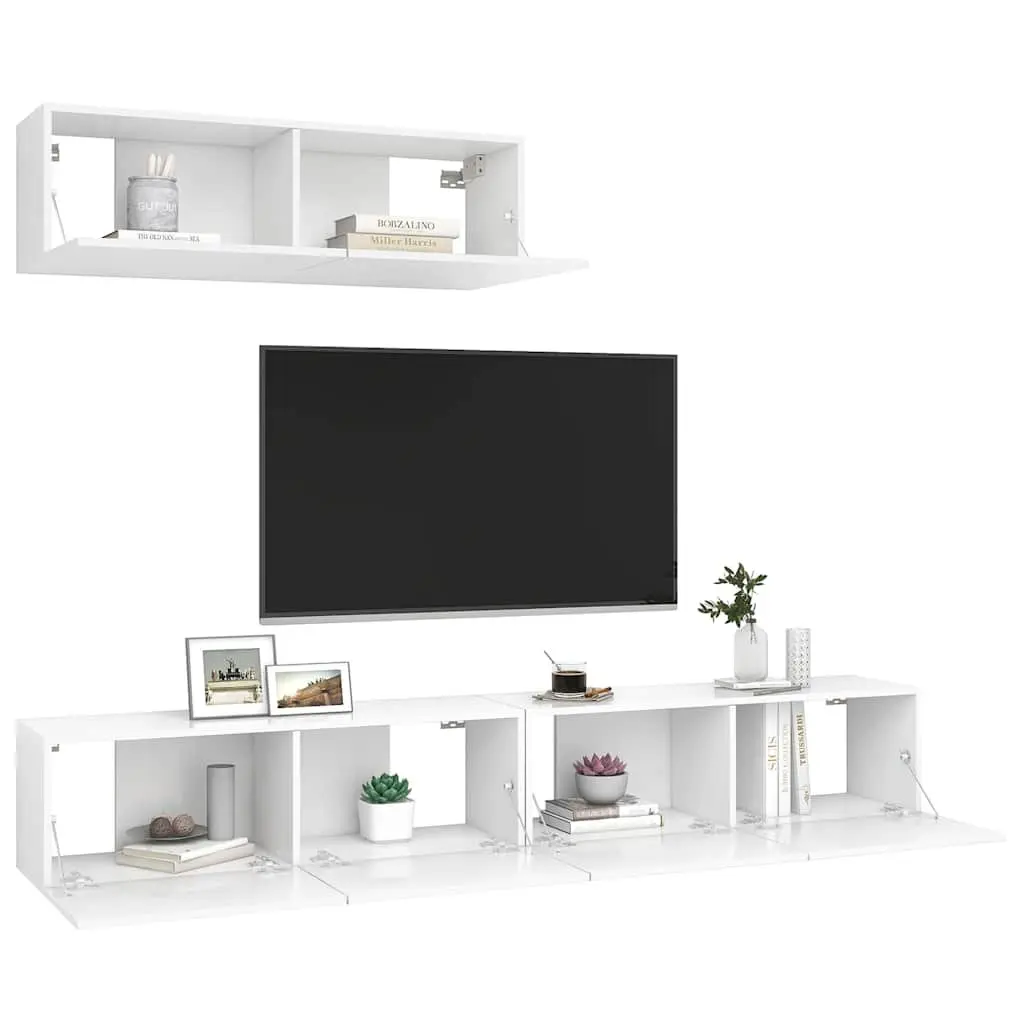 3-Piece Wall Mounted TV Cabinet Set in White