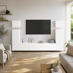 Floating Wall Mounted TV Cabinet Set - 8 Piece Storage