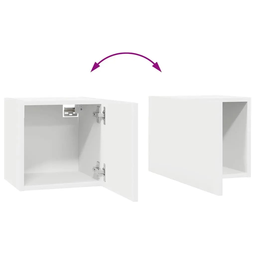 TV Cabinet Set Wall Mounted White 8 Piece Engineered Wood