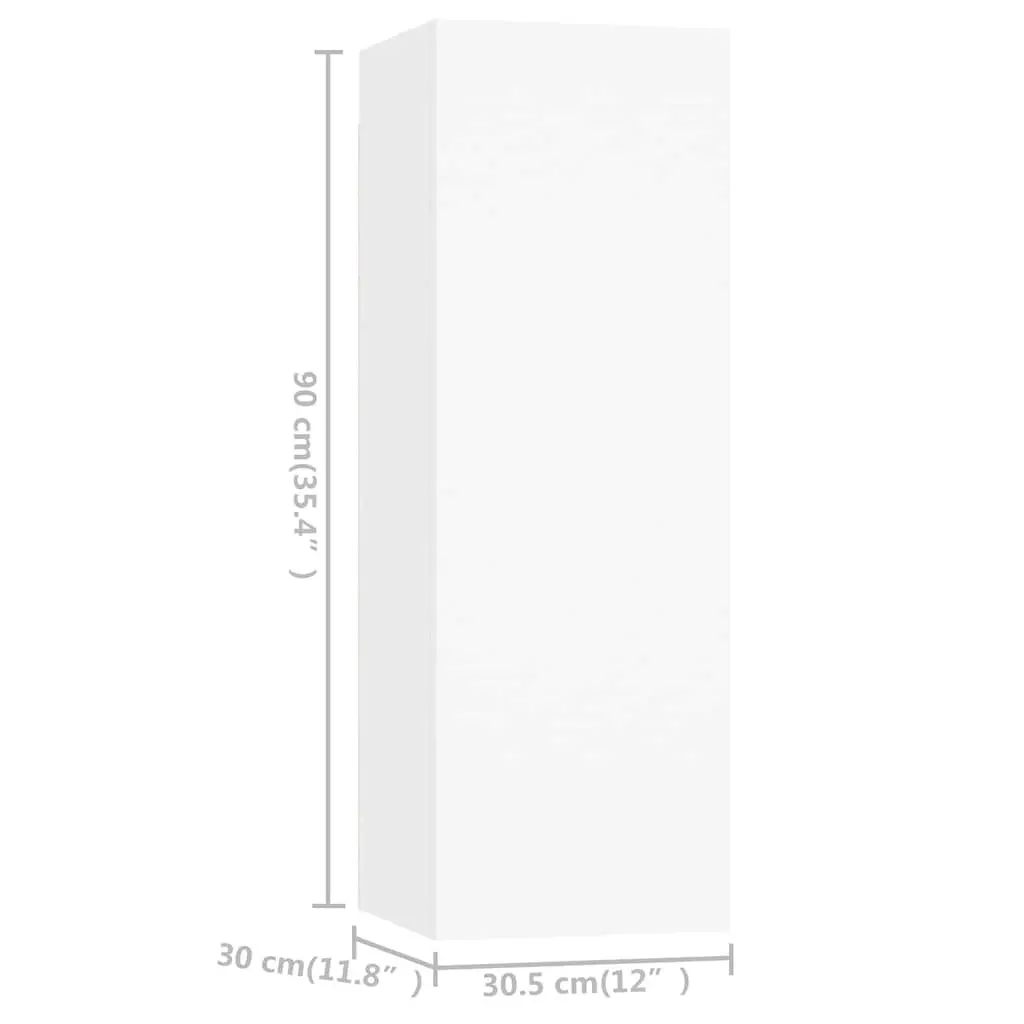 4 Piece White Wall Mounted TV Cabinet Set