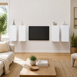 4-Piece Wall-Mounted TV Cabinet Set in White