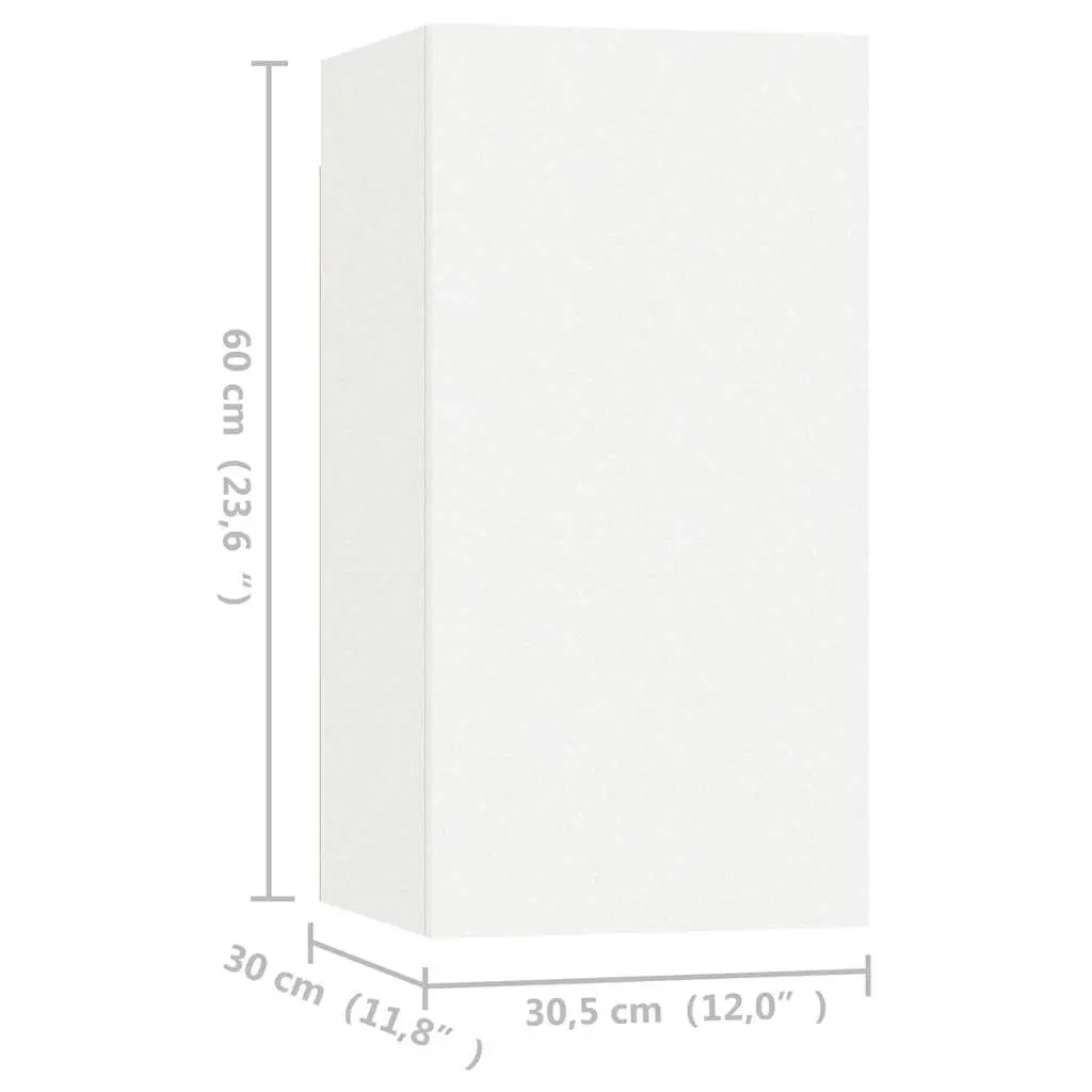 Wall Mounted TV Cabinet Set 4 Pieces White Engineered Wood Shelving Storage Living Room Unit