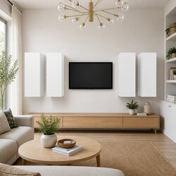 White Wall-Mounted TV Cabinet Set for Living Rooms