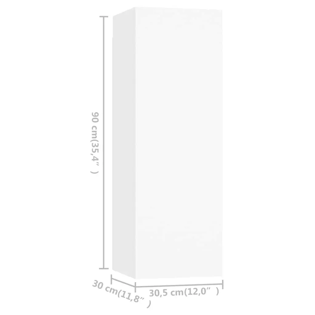 Wall-Mounted TV Cabinet Set 4 Piece White Engineered Wood Living Room Storage Shelves Unit