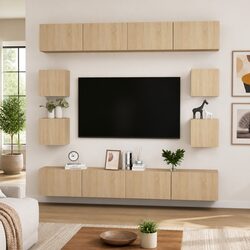 8 Piece Wall-Mounted TV Cabinet Set for Living Rooms