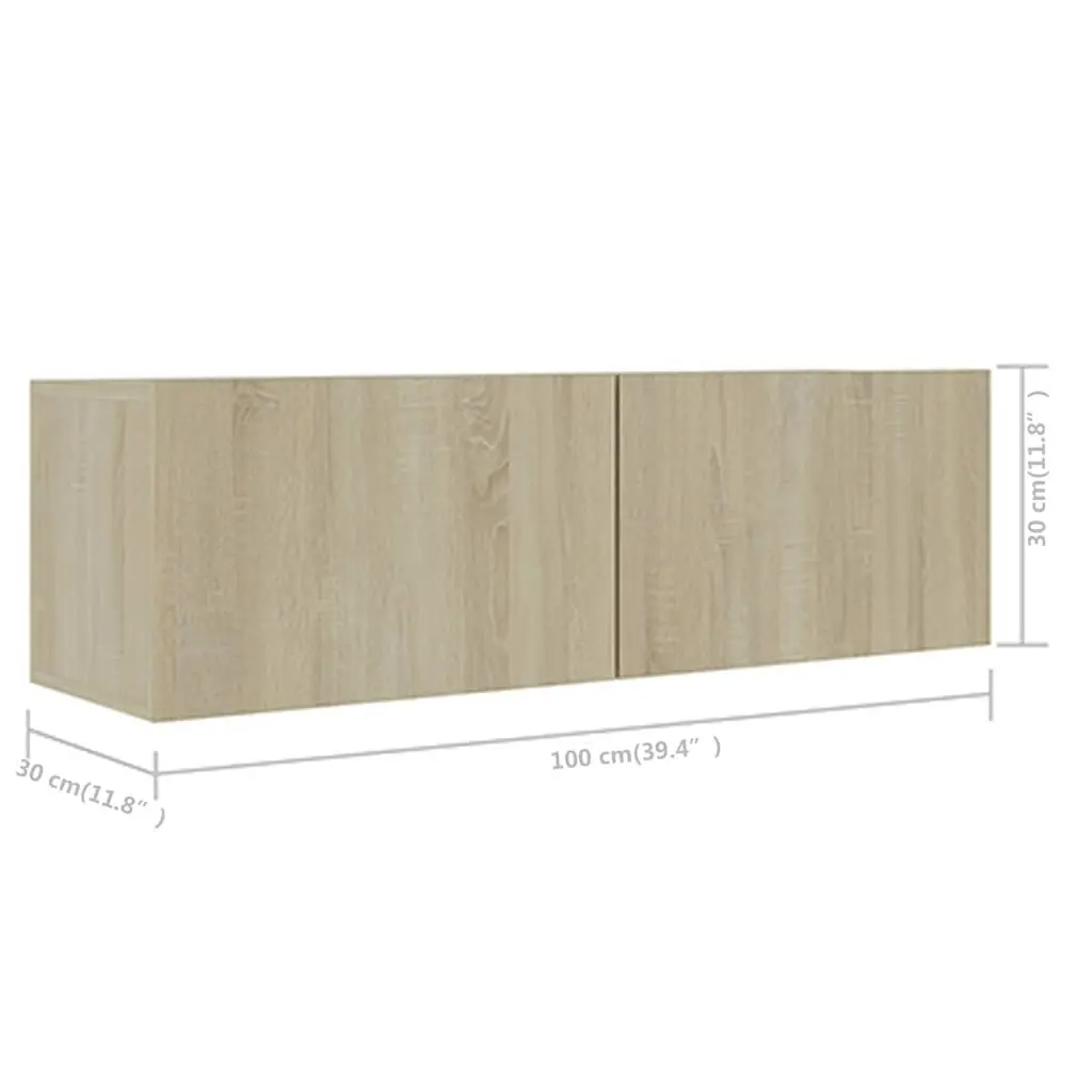 5 Piece Wall Mounted TV Cabinet Set in Brown