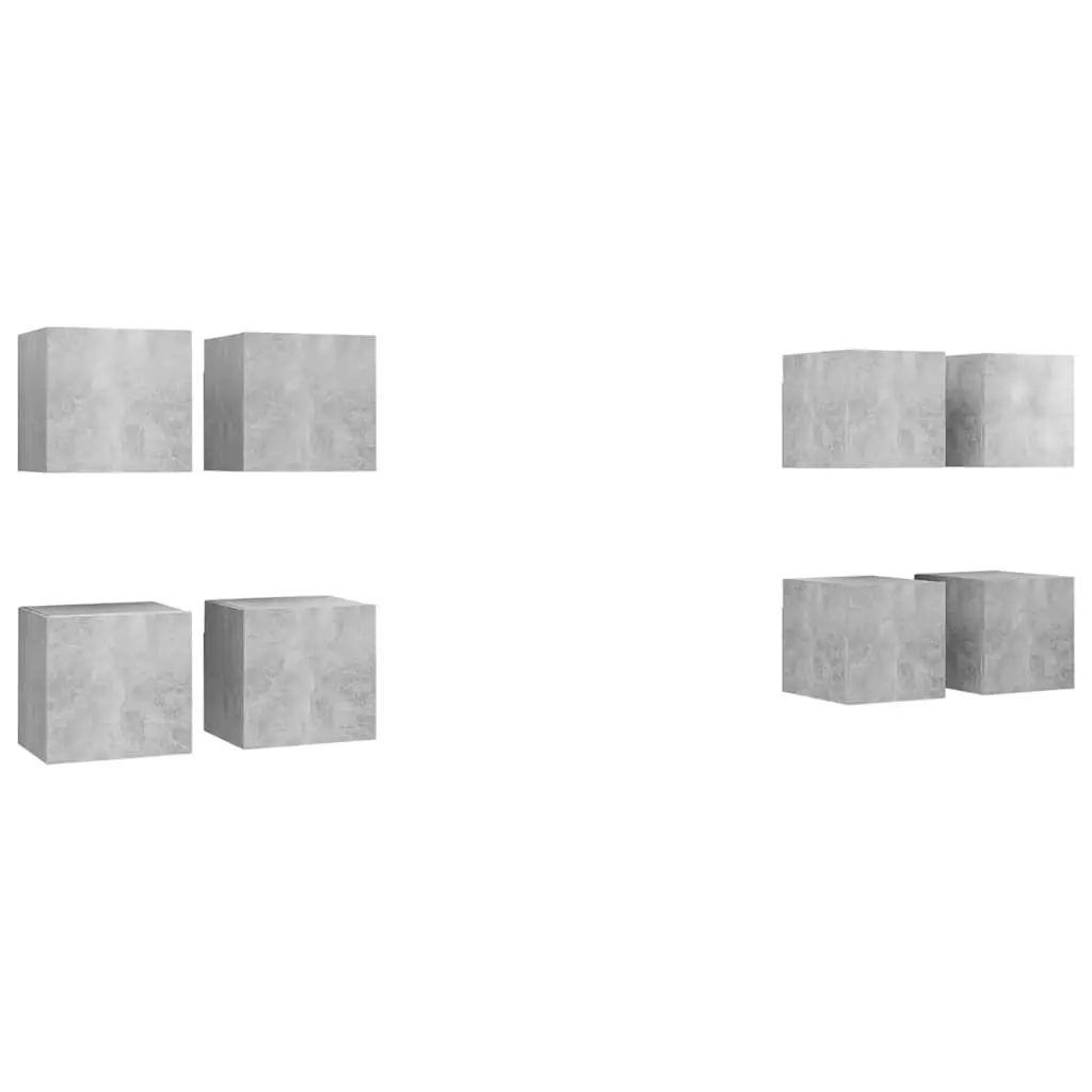 8-Piece Wall Mounted TV Cabinet Set in Concrete Grey