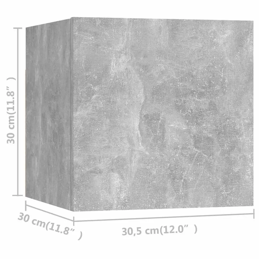 8-Piece Wall Mounted TV Cabinet Set in Concrete Grey