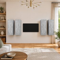 4-Piece Wall-Mounted TV Cabinet Set in Grey