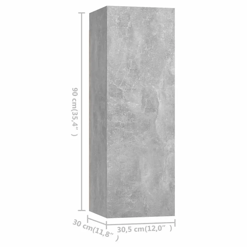 4-Piece Wall-Mounted TV Cabinet Set in Grey