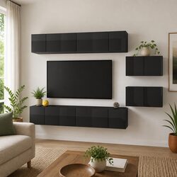 Wall Mounted Grey TV Cabinet Set for Stylish Living Rooms