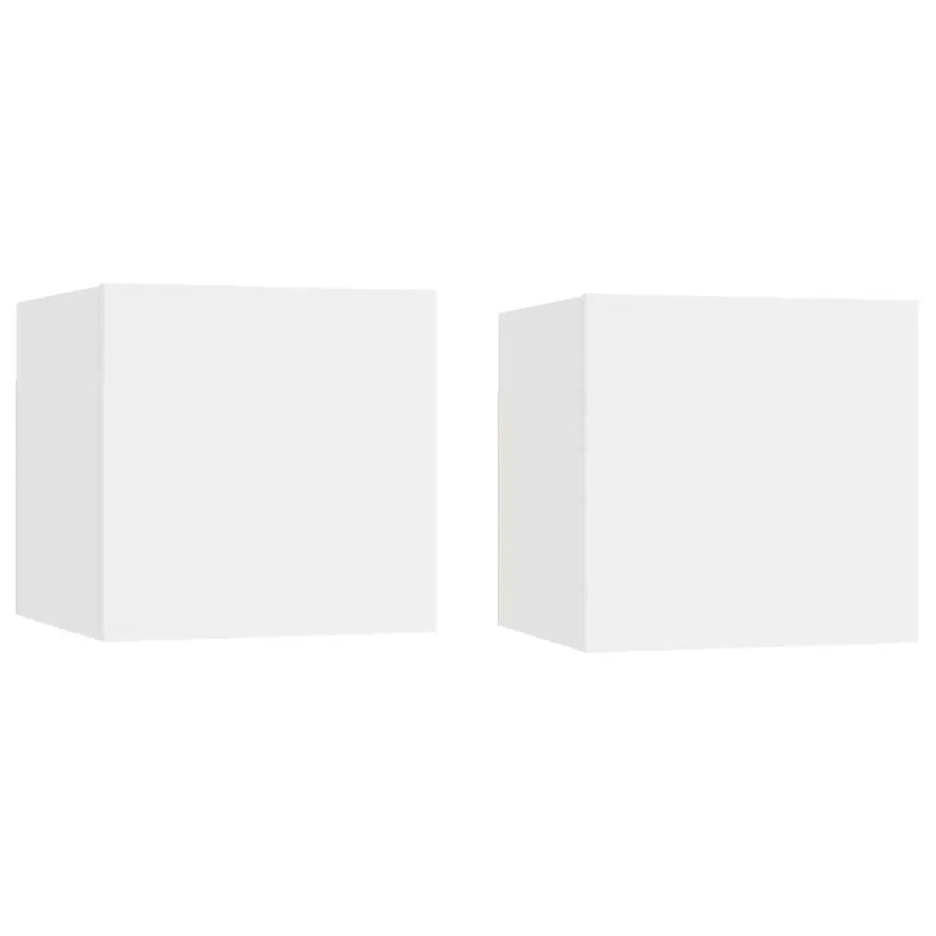 Bedside Cabinet White Wall-Mounted 30.5x30x30 cm Engineered Wood 2 Piece
