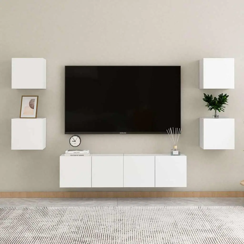 Bedside Cabinet White Wall-Mounted 30.5x30x30 cm Engineered Wood 2 Piece