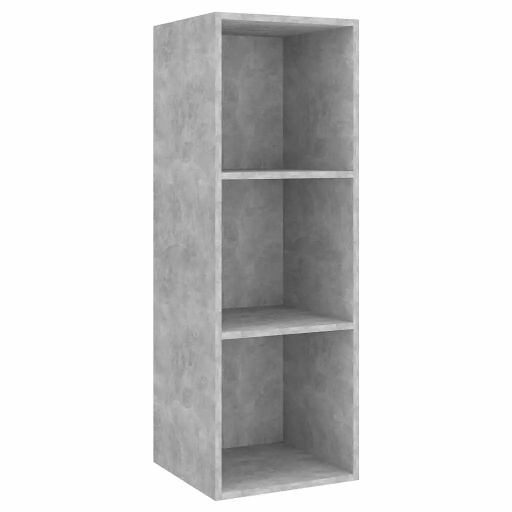 TV Cabinet Set Wall Mounted 3 Piece Grey Engineered Wood Storage Unit
