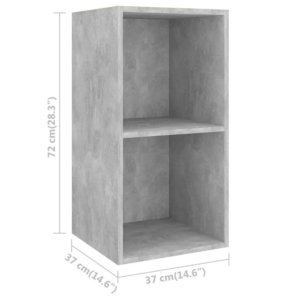 TV Cabinet Set Wall Mounted 3 Piece Grey Engineered Wood Storage Unit