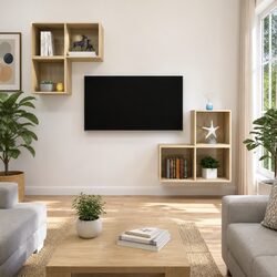 4-Piece Wall-Mounted TV Cabinet Set for Cozy Living Rooms