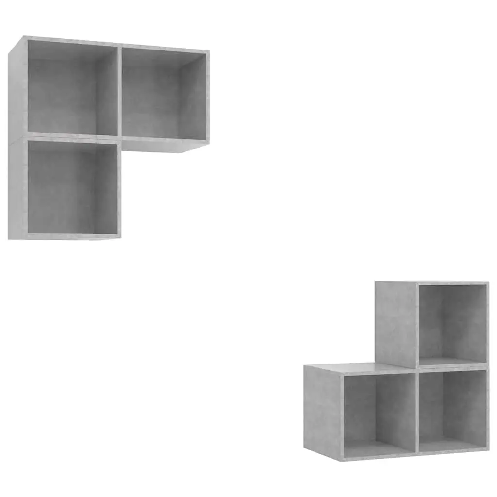 4-Piece Grey Engineered Wood Wall-Mounted TV Cabinet Set