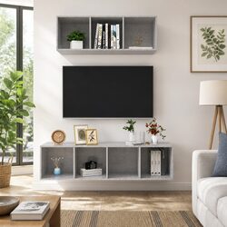 Grey Floating TV Cabinet Set for Cozy Living Spaces