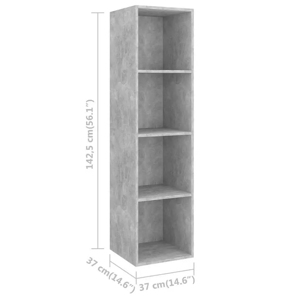 2 Piece Wall Mounted TV Cabinet Set Grey Engineered Wood Storage Display Unit