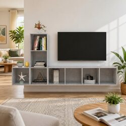 3-Piece Grey TV Cabinet Set for a Cozy Living Space