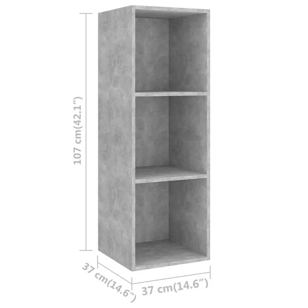 TV Cabinet Set Wall Mounted Grey 3 Piece Engineered Wood Storage Unit