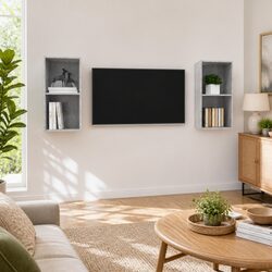 Grey Wall-Mounted TV Cabinet Set for Cozy Spaces