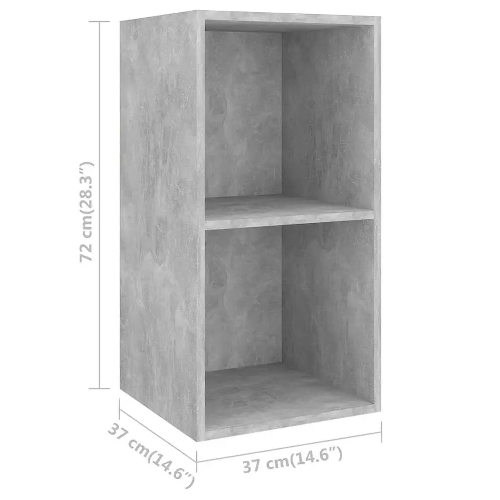 Wall-mounted TV Cabinet Set 2 pcs Grey Storage Shelves Display Unit Organiser