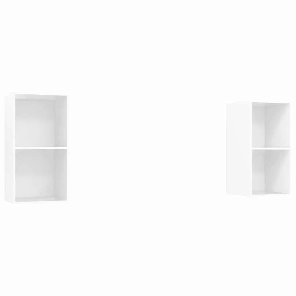 Wall-mounted TV Cabinets 2 pcs High Gloss White Storage Shelves Display Units