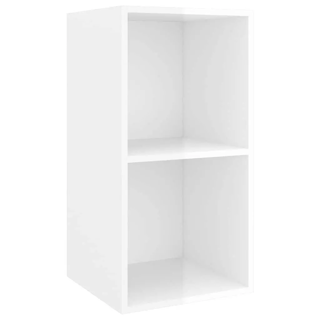 Wall-mounted TV Cabinets 2 pcs High Gloss White Storage Shelves Display Units