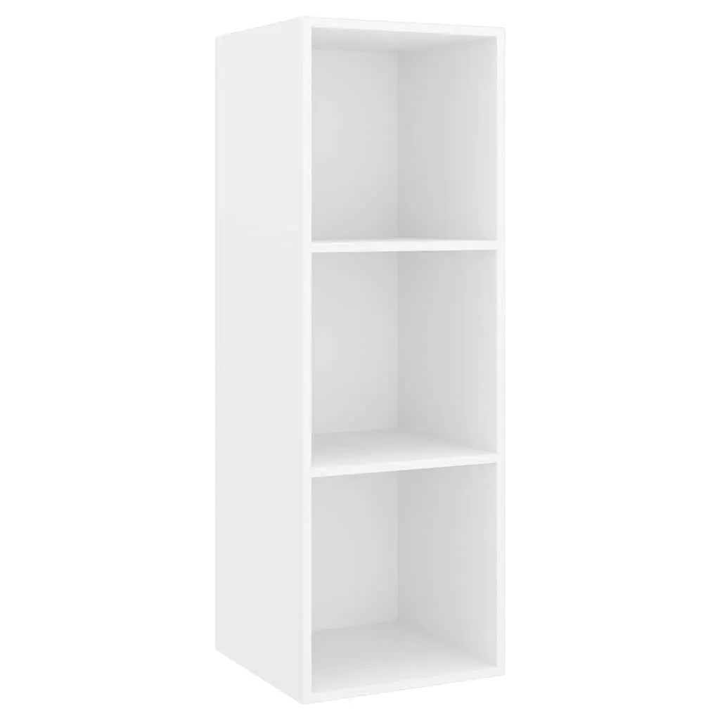 Wall-mounted TV Cabinet Set 2 pcs White Storage Organiser Shelving Unit