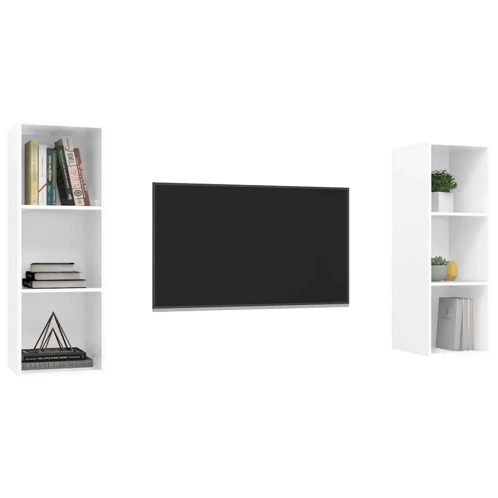 Wall-mounted TV Cabinet Set in White