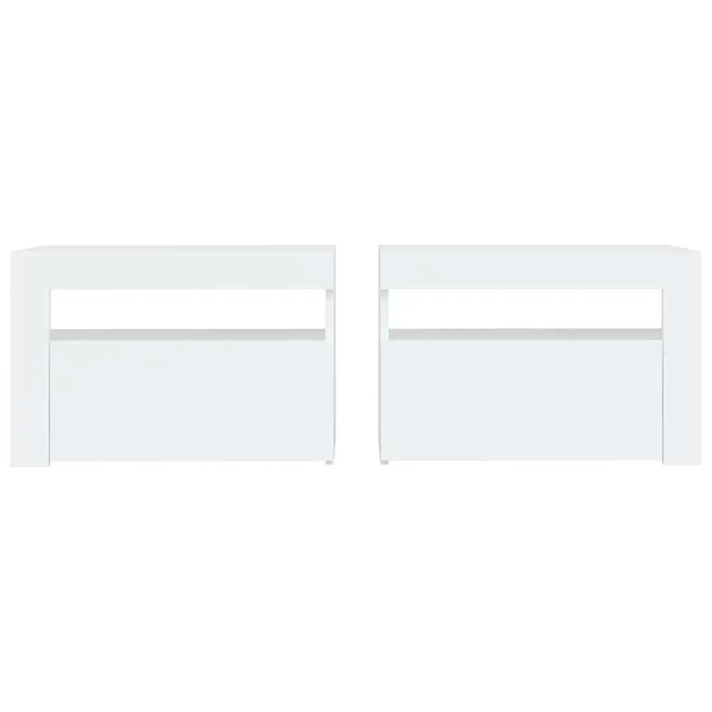 White Modern Bedside Cabinets with RGB LED Lights