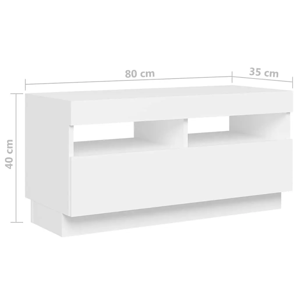 TV Cabinet Modern White 180x35x40 cm Media Storage Unit with RGB LED Lights